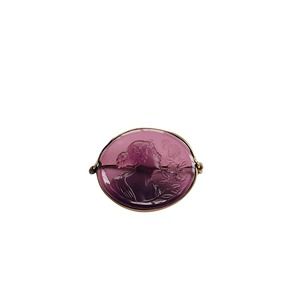 Antique Amethyst/Purple Glass Cameo C Clasp Brooch • Antique Brooch